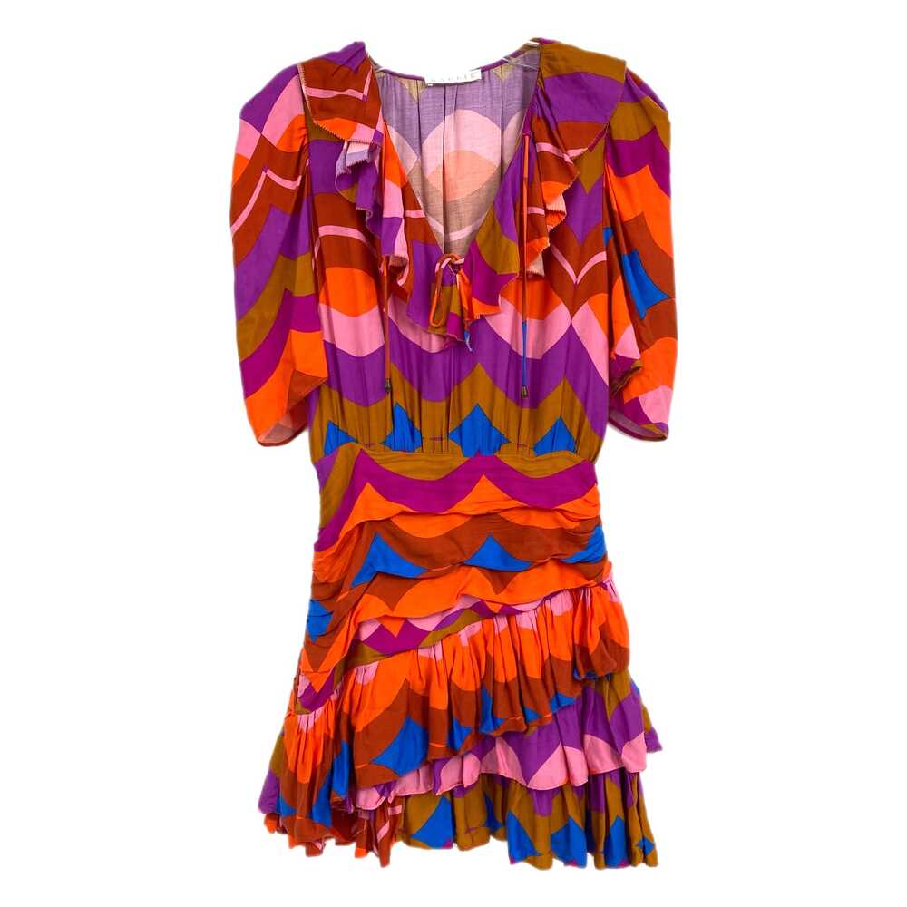 Karlie Orange Purple Scallop Ruffled Mini Dress | Size S